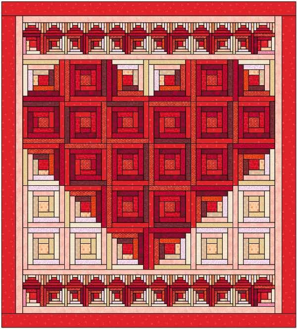 Big I Heart Log Cabin — 84" × 93" large heart version