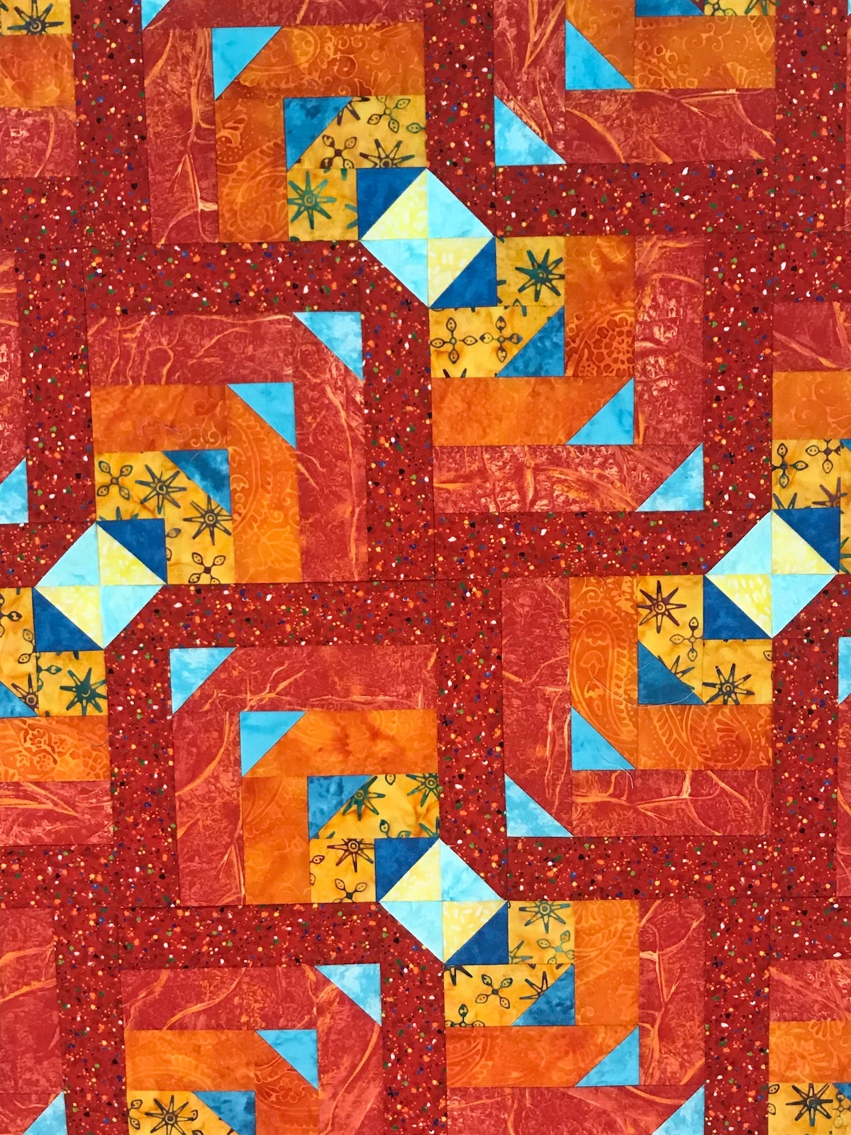 Closeup shot of the Dis Way quilt pattern work