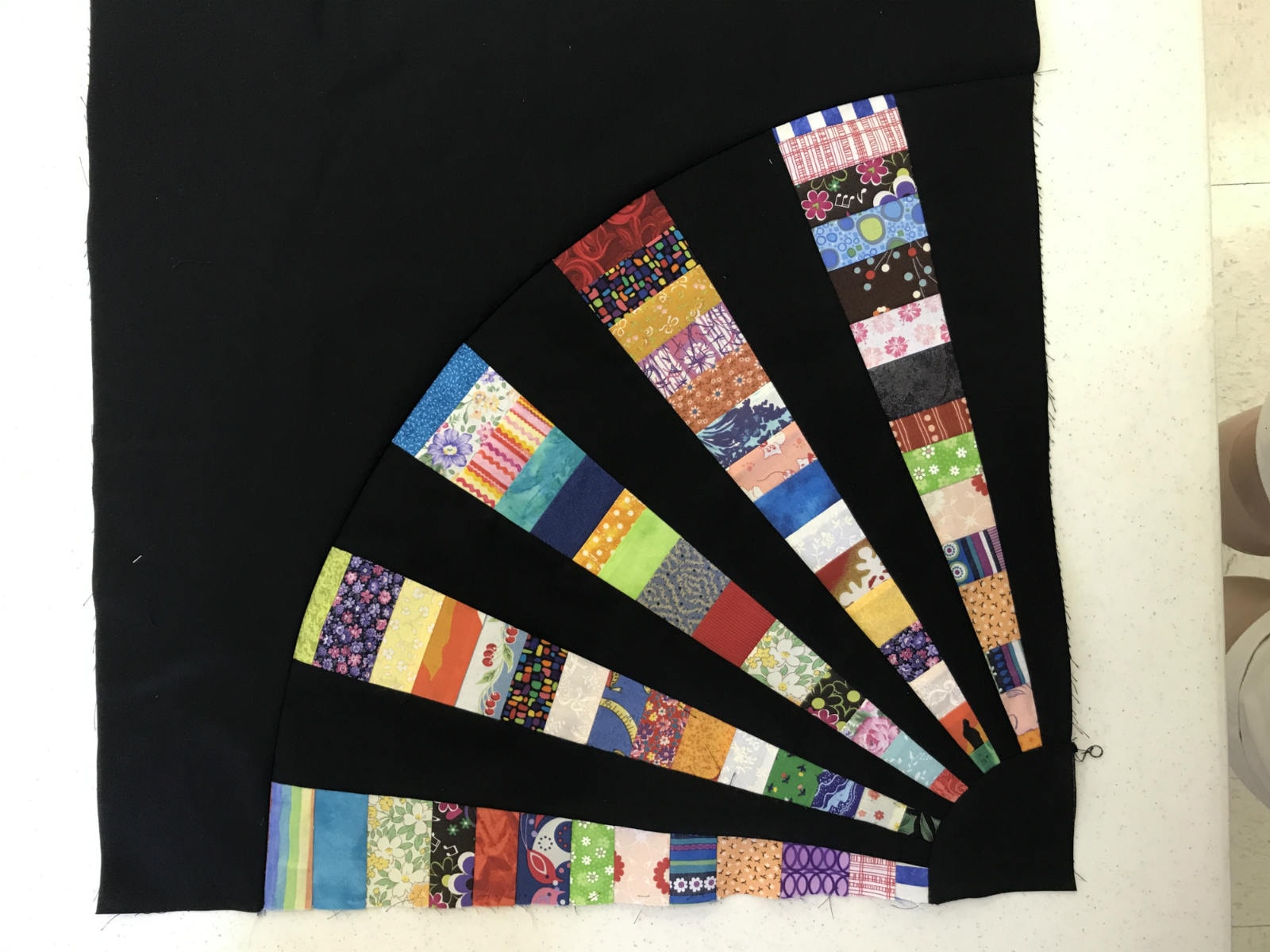 Firework fanfare quilt stitching in progress