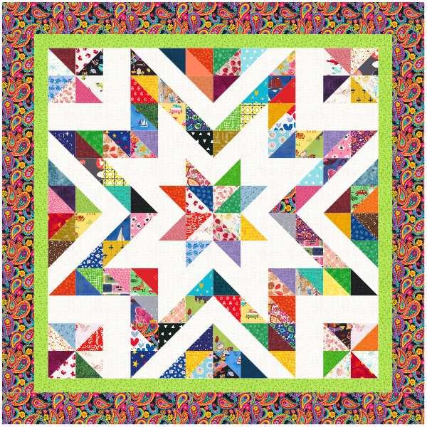 Guiding Star quilt in scrappy colorway