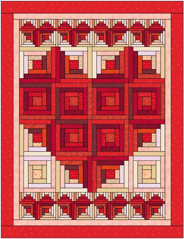 I Heart Log Cabin small size — 60" × 78" heart version